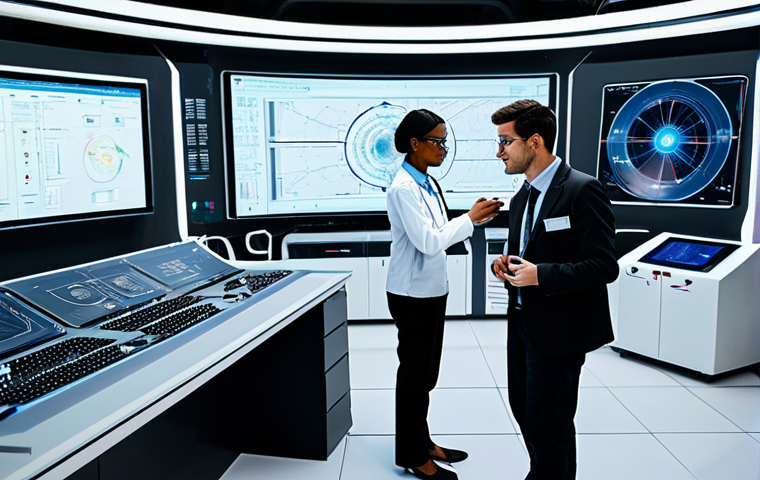 **Prompt for Technical Challenges:**
A professional team of diverse engineers, both male and female, collaborating in a high-tech control room or a futuristic laboratory. They are wearing professional work attire, including clean lab coats and business casual, fully clothed, modest clothing, appropriate attire. The background features holographic displays showing complex schematics of a Hyperloop tube system, detailed vacuum pumps, and intricate magnetic levitation tracks. Monitors display real-time data and technical diagrams, emphasizing the colossal scale and intricate engineering challenges. Professional photography, high-resolution, detailed, realistic lighting, perfect anatomy, correct proportions, well-formed hands, proper finger count, natural body proportions, safe for work, appropriate content, family-friendly.