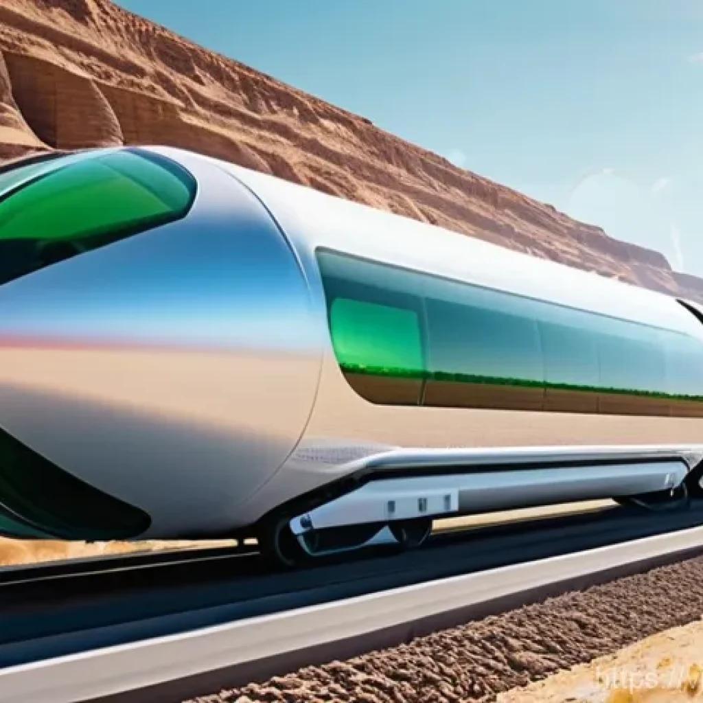하이퍼루프 교통의 환경적 영향 - **Prompt 1: "Green Power for Hyperloop's Future"**
    A futuristic Hyperloop capsule, sleek and whi...