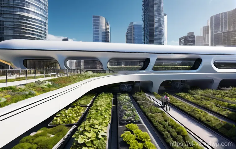 하이퍼루프 교통의 환경적 영향 - **Prompt 2: "Hyperloop Harmonizing with Nature"**
    An architectural rendering of a Hyperloop tube...