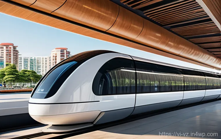 하이퍼루프의 지속 가능성 목표와 성과 - A sleek, futuristic Hyperloop pod, designed with minimalist aesthetics and vibrant accents, glides e... 하이퍼루프의 지속 가능성 목표와 성과 - A sleek, futuristic Hyperloop pod, designed with minimalist aesthetics and vibrant accents, glides e...