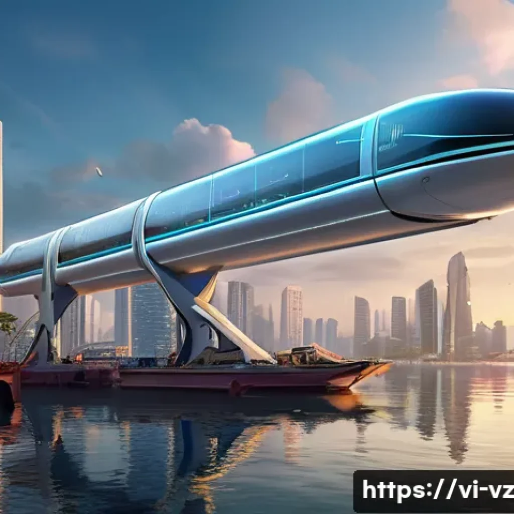하이퍼루프와 물류 효율성 향상 방안 - **Prompt:** "A vibrant, futuristic depiction of a high-speed Hyperloop cargo pod, sleek and aerodyna...