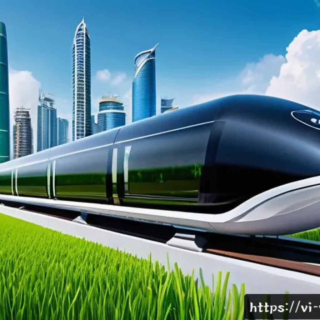 하이퍼루프 기술이 가져올 미래의 변화 - A futuristic Hyperloop pod speeding through a sleek vacuum tube connecting major Vietnamese cities l...