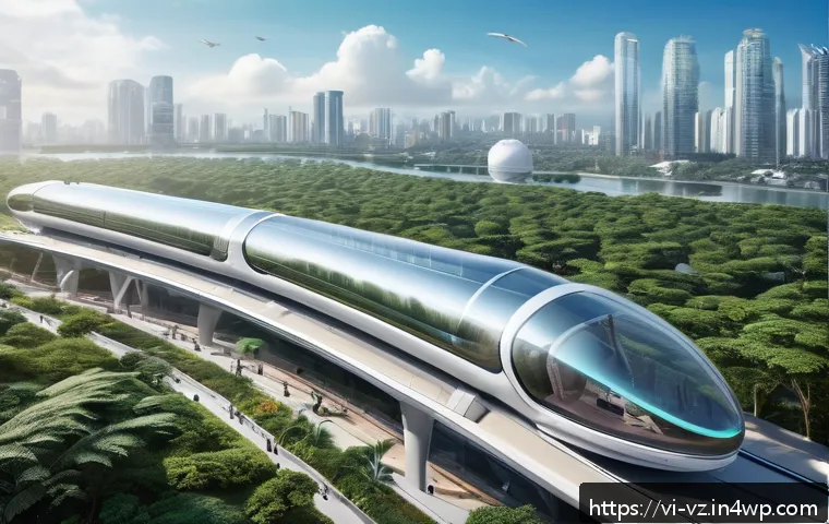 하이퍼루프 교통의 대규모 도입에 대한 전략 - A futuristic Hyperloop station in Vietnam blending sleek, high-tech design with traditional Vietname...