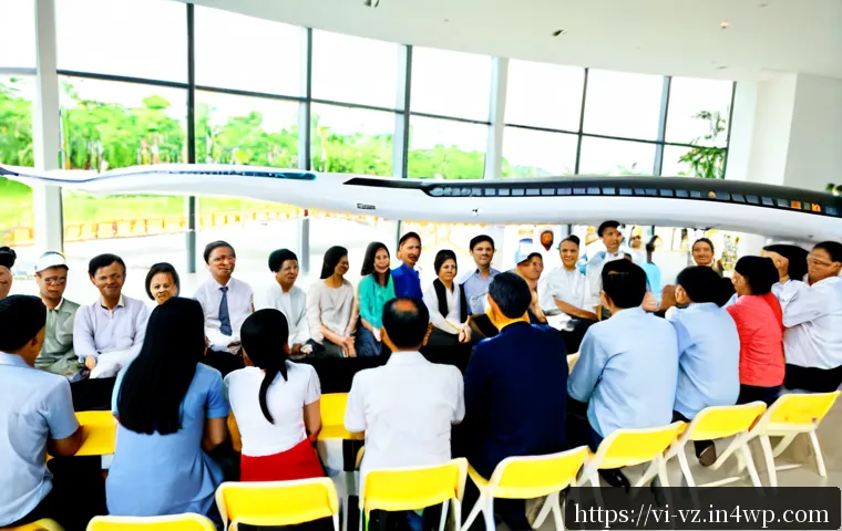 Home 17 하이퍼루프 교통의 커뮤니티 참여 전략 - Photorealistic community consultation in a modern civic hall in Ho Chi Minh City, diverse Vietnamese...