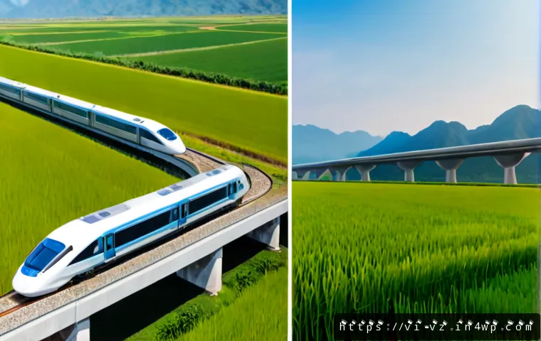 Home 17 하이퍼루프와 고속철도 비교 분석 - Photorealistic side-by-side transportation comparison at a modern Vietnamese transit corridor: a sle...